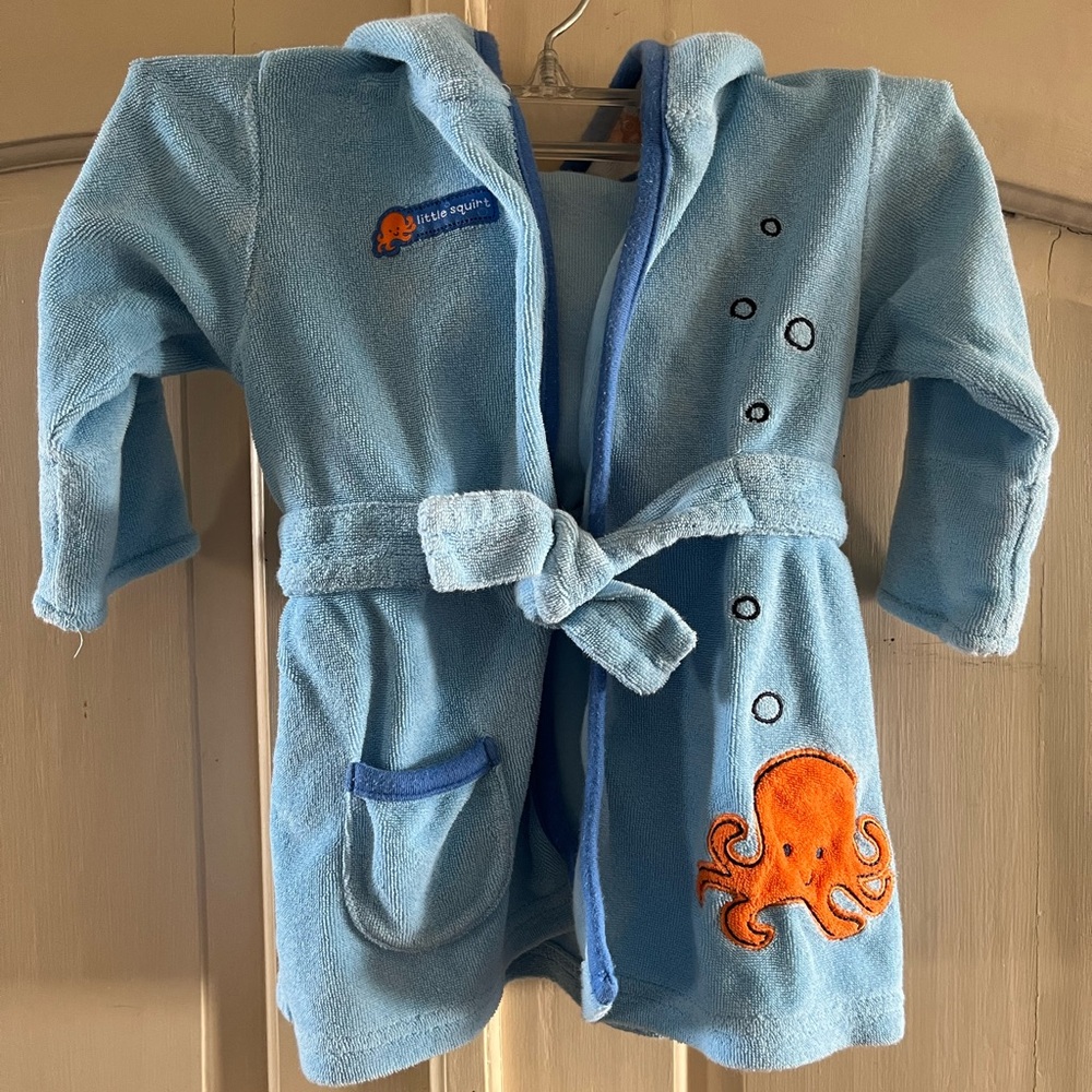 Carter's Blue Baby Hooded Bathrobe with Octopus Design